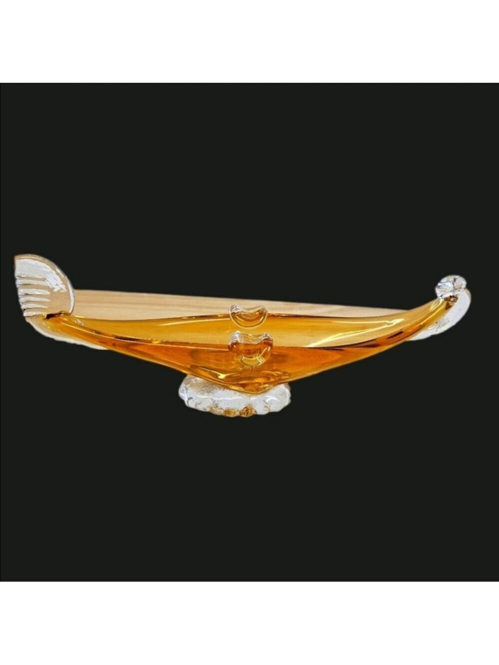Vintage 60s Murano-style Orange Art Glass Gondola Ashtray